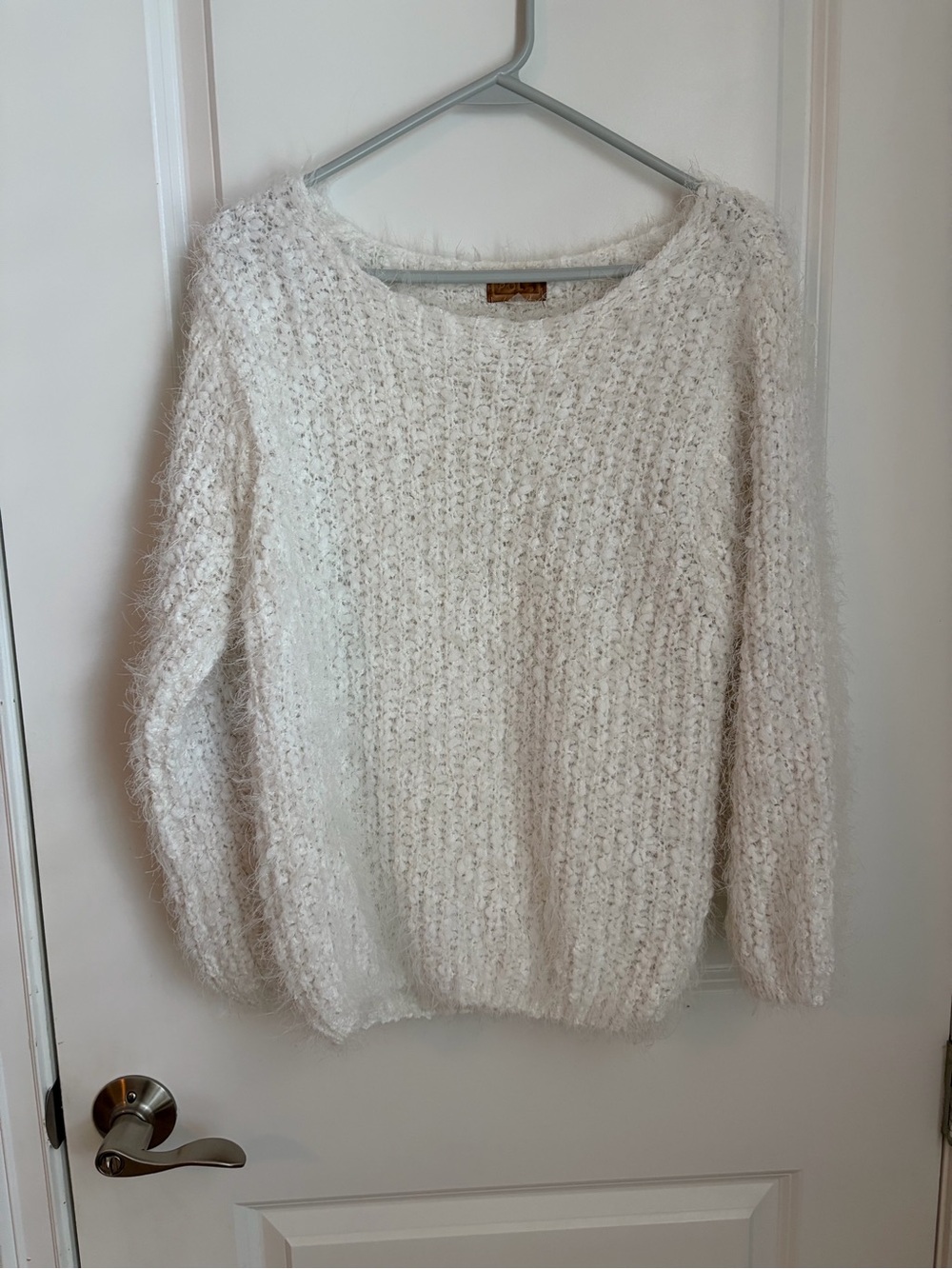 POL Cozy Fuzzy Crew Sweater - white